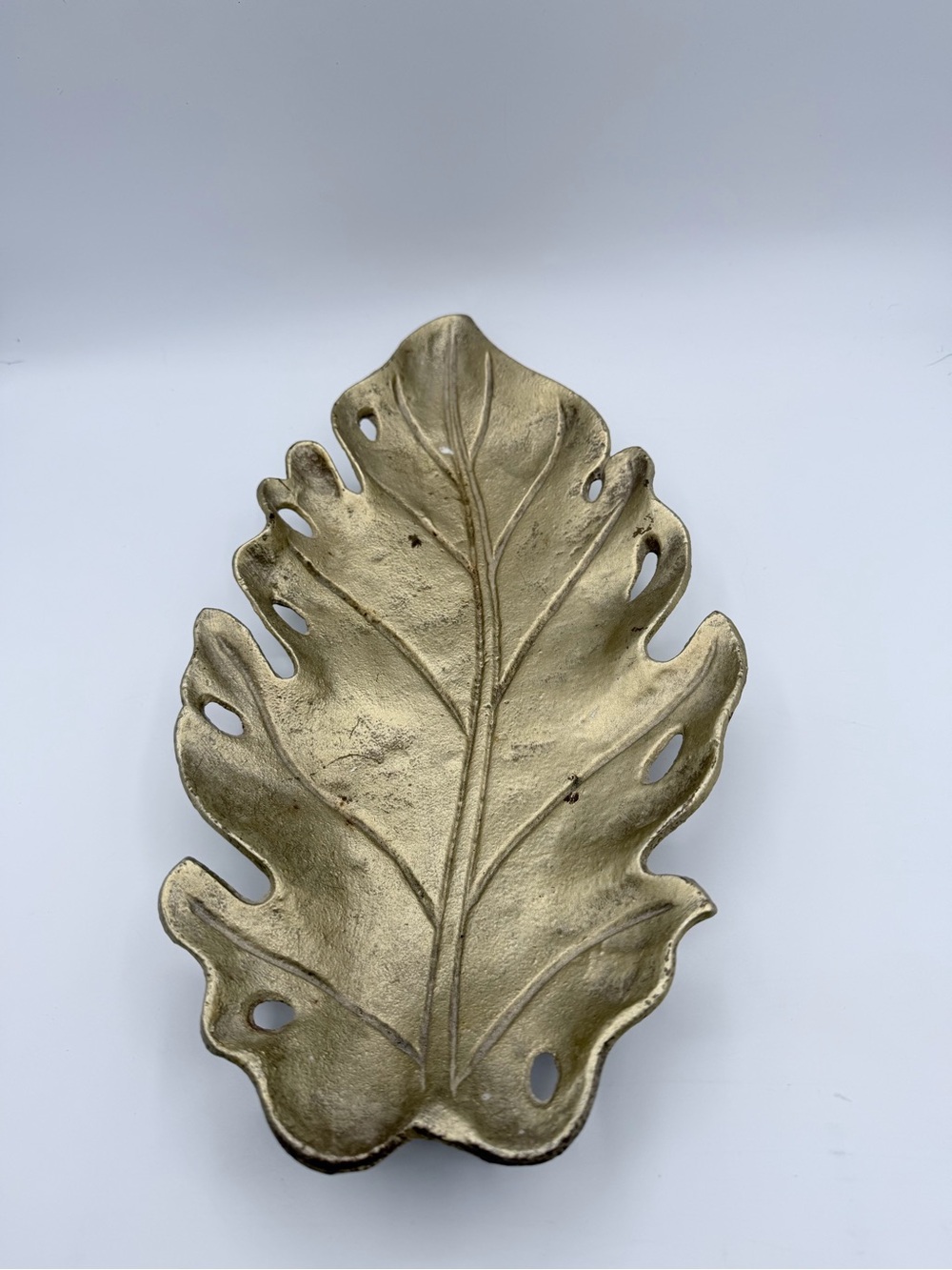 Vintage Iron Gold Leaf Decorative Tray - Brand Unbranded